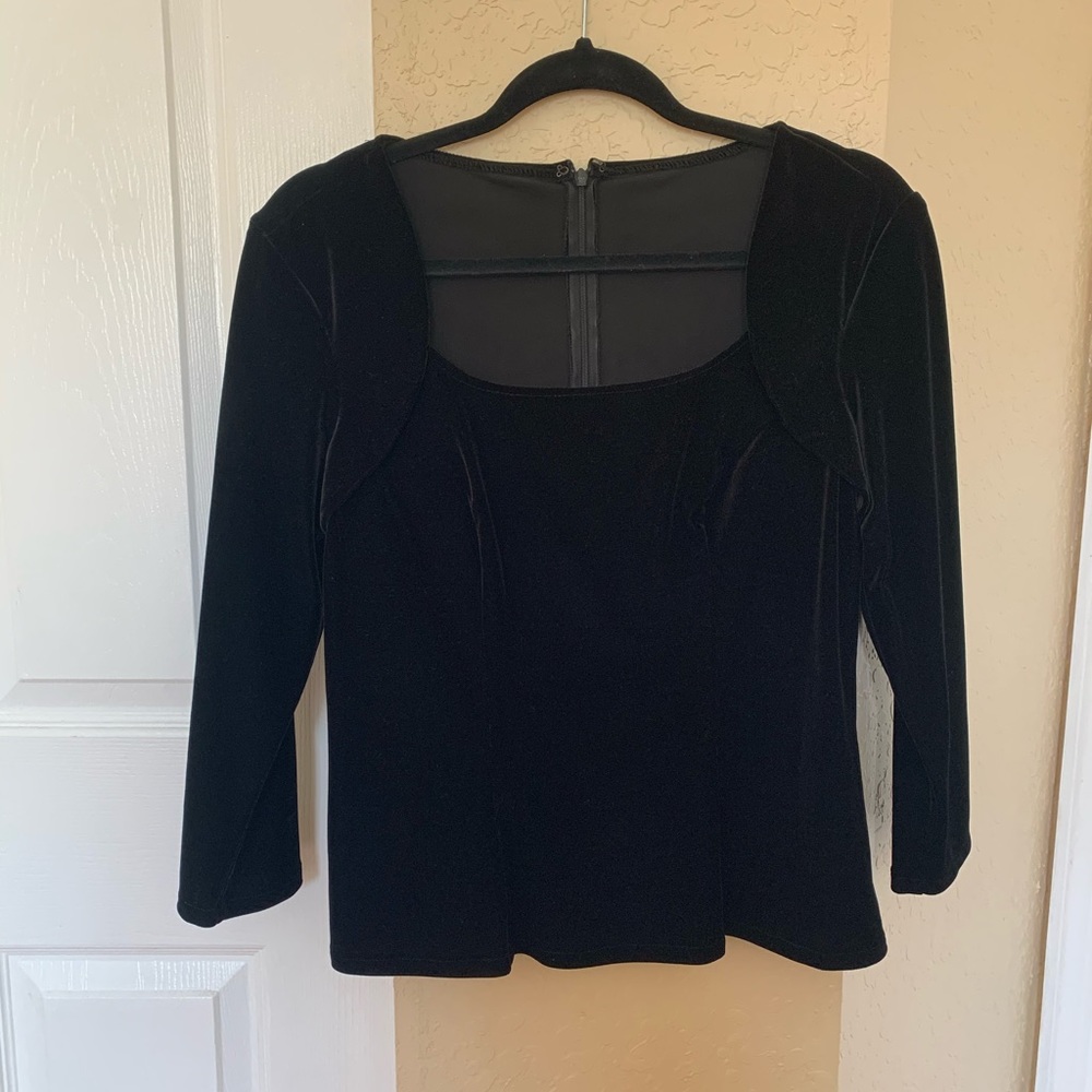 Stage Accents Black Velvet Long Sleeve Top